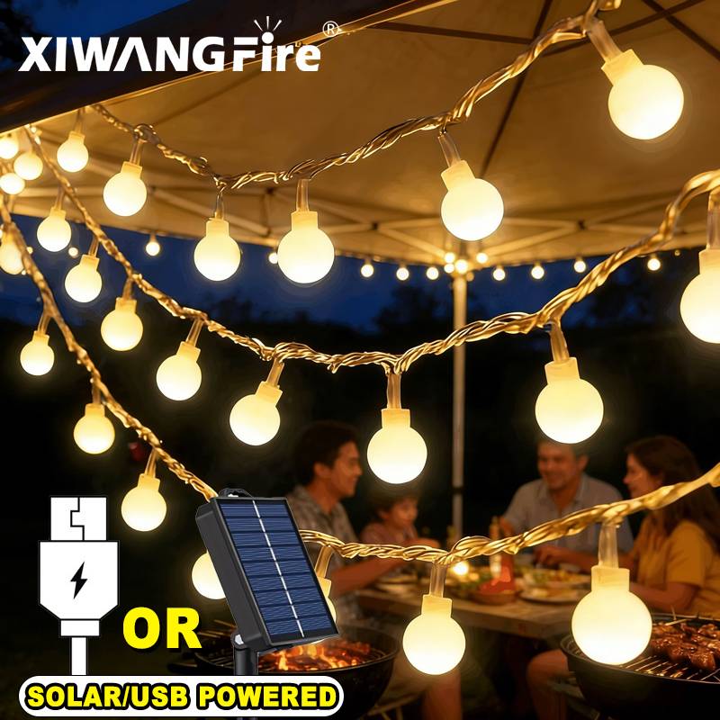 Outdoor Lighting For Camping - Luzes de Cordão Solares/USB/Bateria de 3-10M,