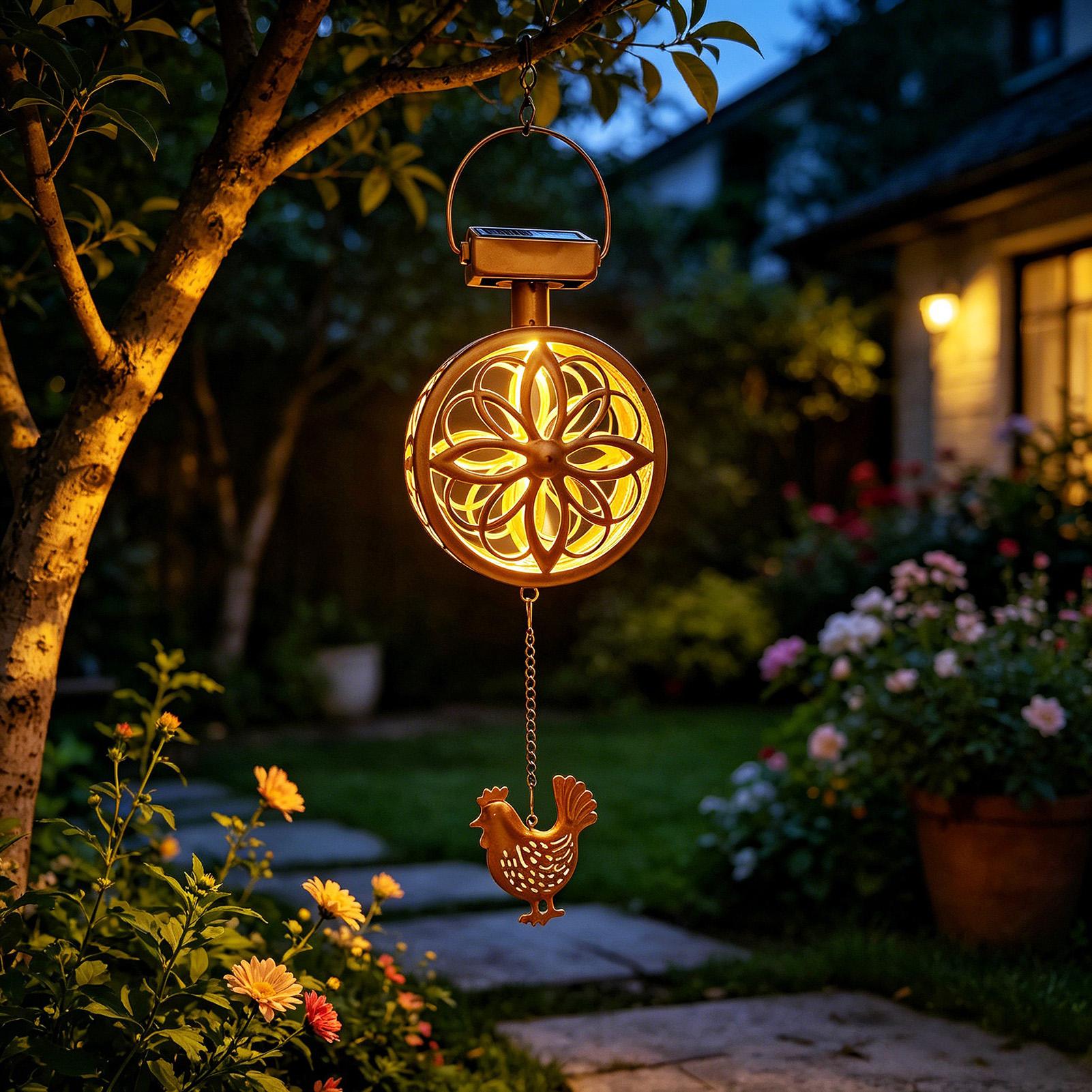 Outdoor Lighting Yellow - Luminária Solar Pendente para Exterior, Sino