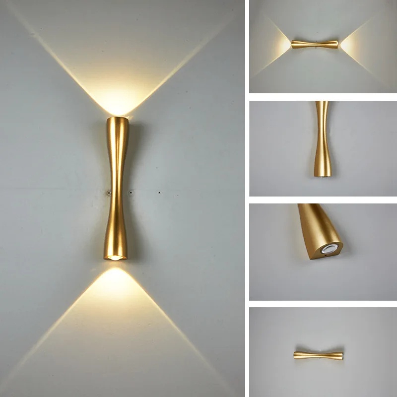 Outdoor Lighting Hardwired - Luminária de Parede LED Dourada Moderna