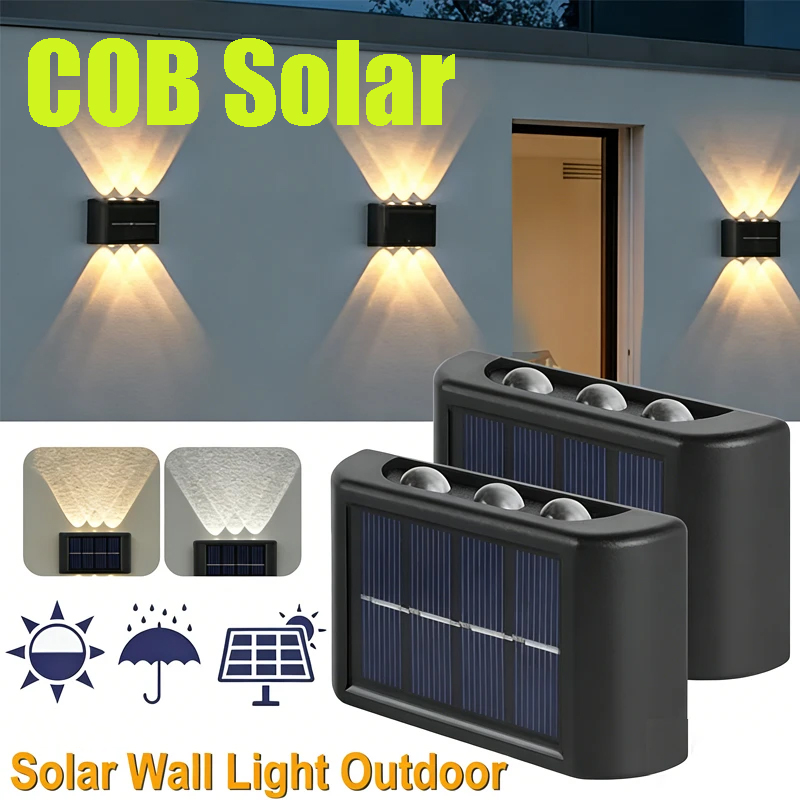 Outdoor Lighting Wall - Lâmpada Solar COB para Parede, à