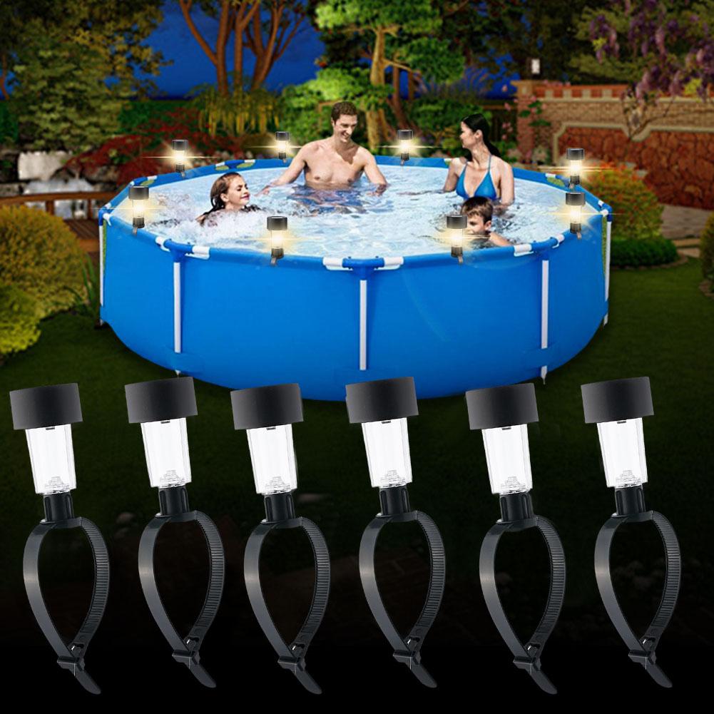 Outdoor Lighting For Fence - Luzes LED Solares para Piscina, Impermeáveis,