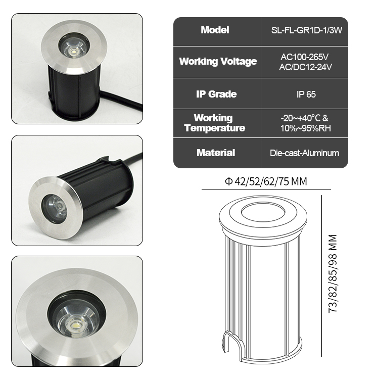 1w/3w dc12v ip65 à prova dip65 - Ground Light Recessed avaliação e preço