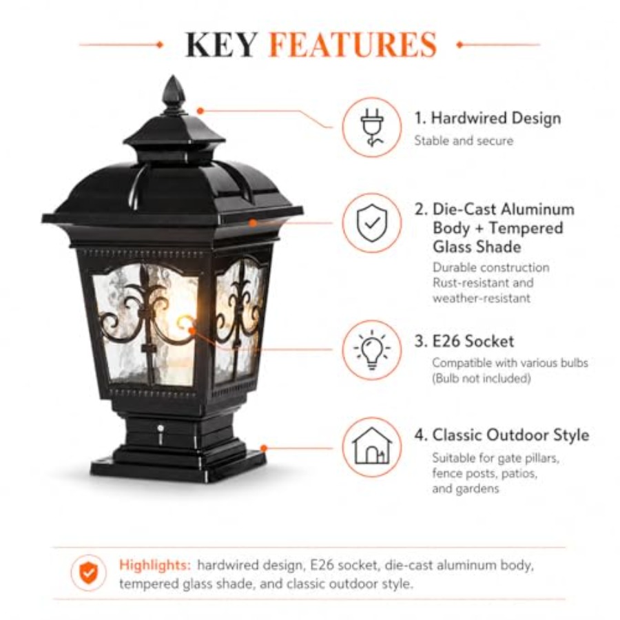 Luminária de Poste Externa de  - Outdoor Lighting Hardwired avaliação e preço